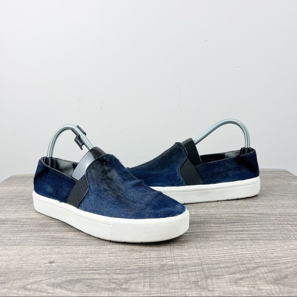 Vince Shoes - Vince | Blair-12 Calf-Hair Skate Sneaker, Blue Marine 7.5